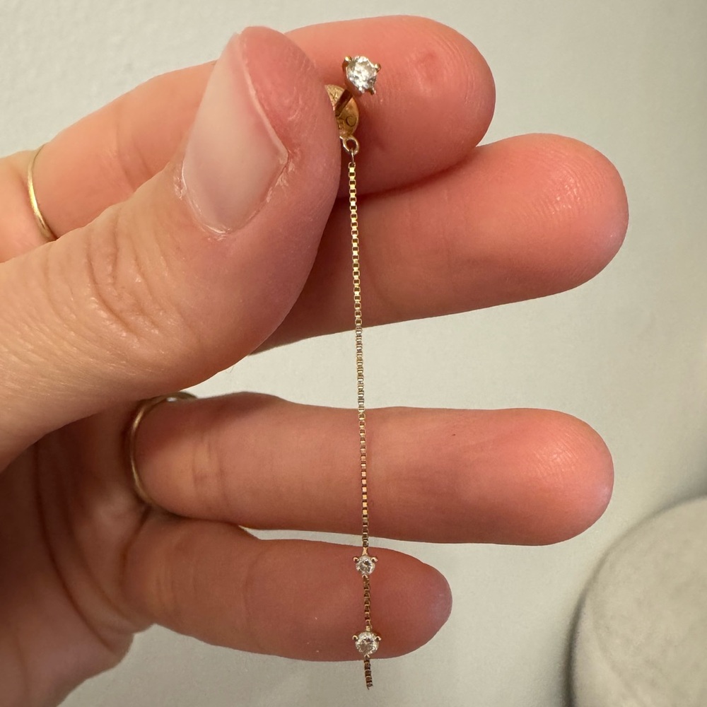 Ef Collection Triple Solitaire Diamond Chain Stud… - image 4